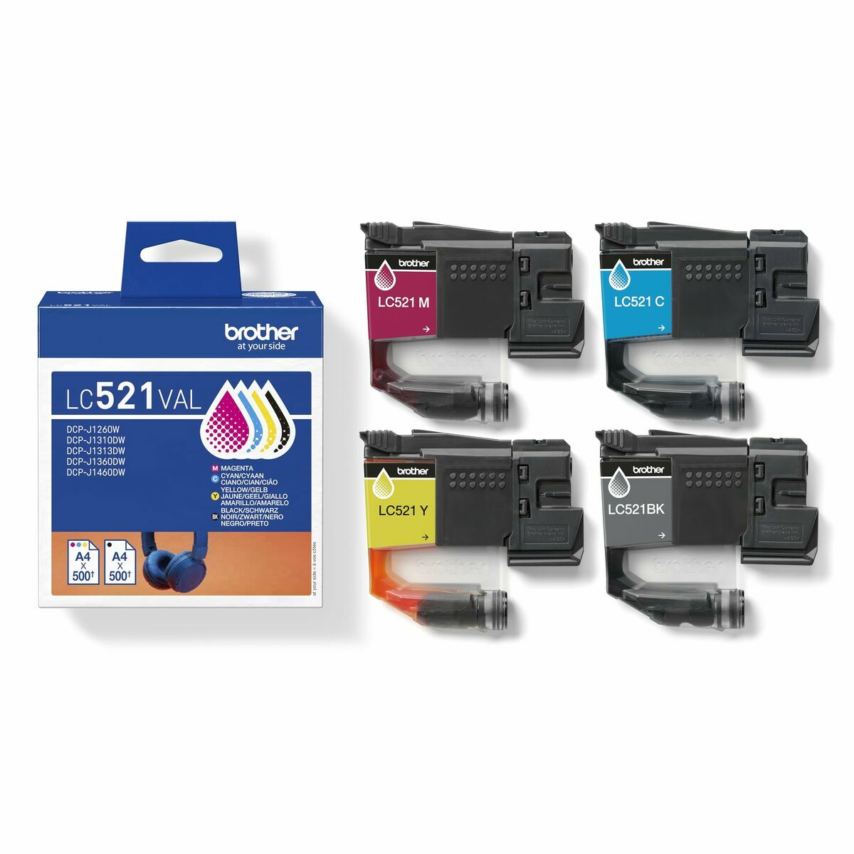 Bild von Original Ink Cartridge Brother LC521VAL Yellow (4 Units)