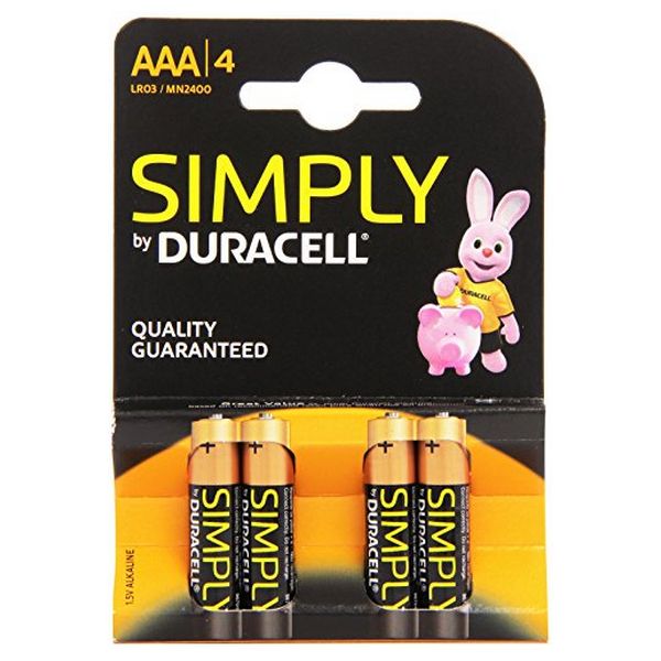 Alkaline Batteries DURACELL Simply DURSIMLR3P4B LR03 AAA 1.5V (4 pcs)