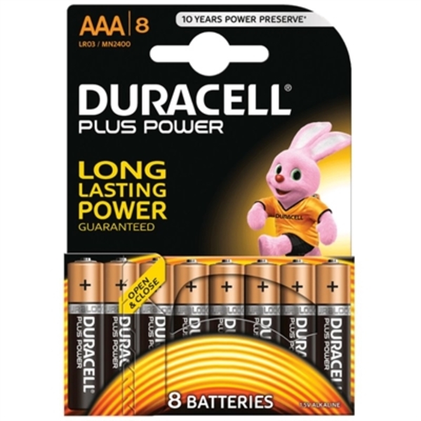 Alkaline Batteries DURACELL Plus LR03 AAA 1.5V (8 pcs)