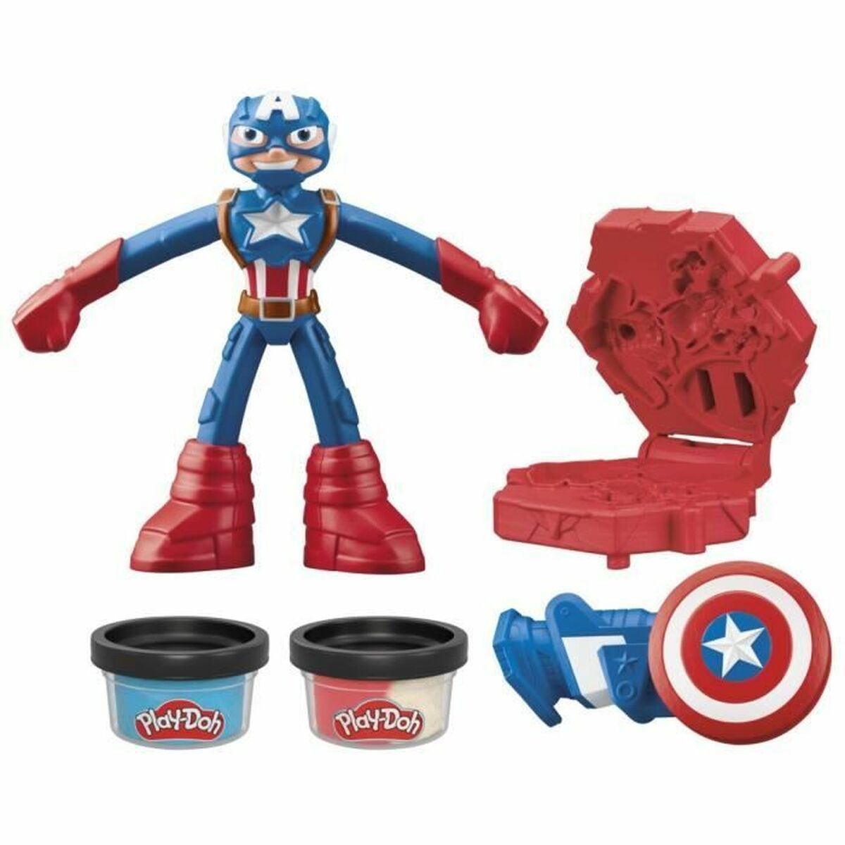 Plasticine Spel Play-Doh Capitán América Set Stamper Shield Multicolour