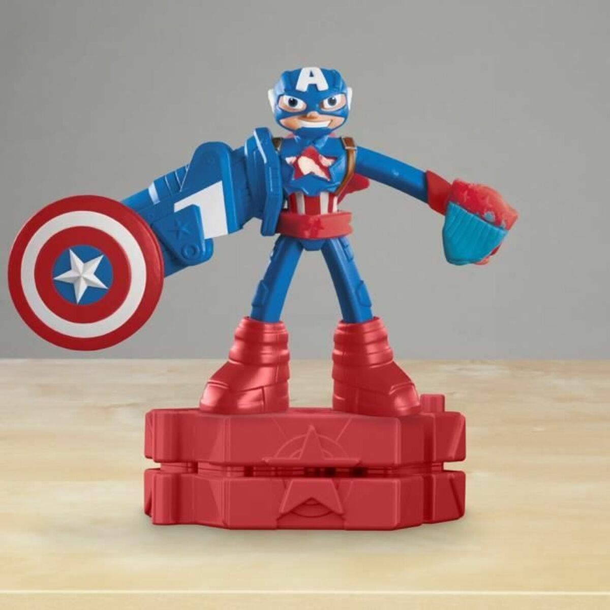 Plasticine Spel Play-Doh Capitán América Set Stamper Shield Multicolour