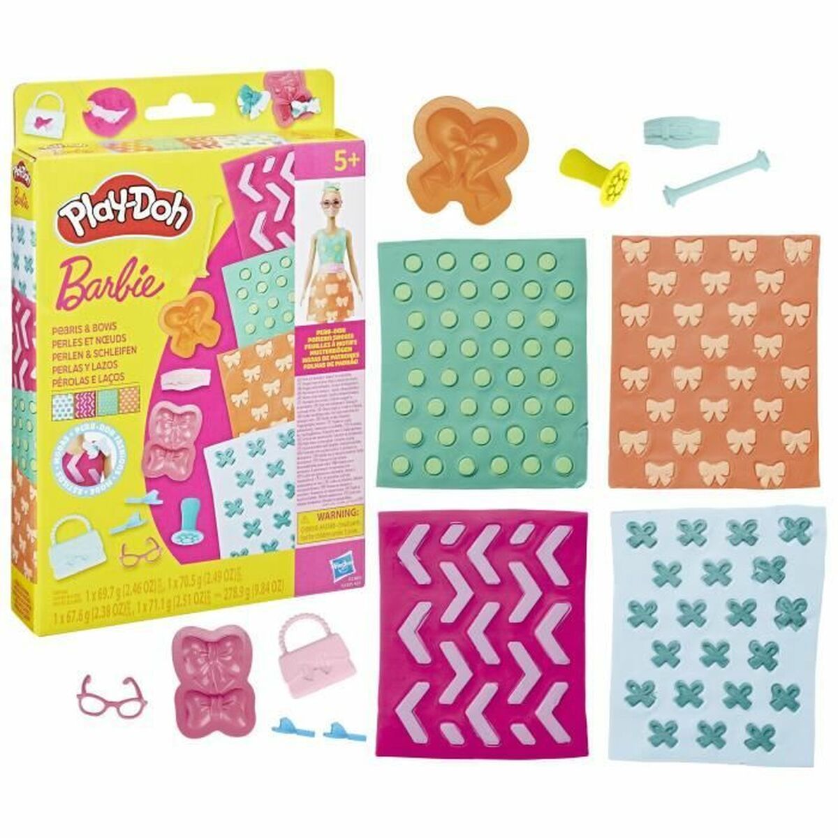 Plasticine Spel Play-Doh BArbie Pearls & Bows Multicolour