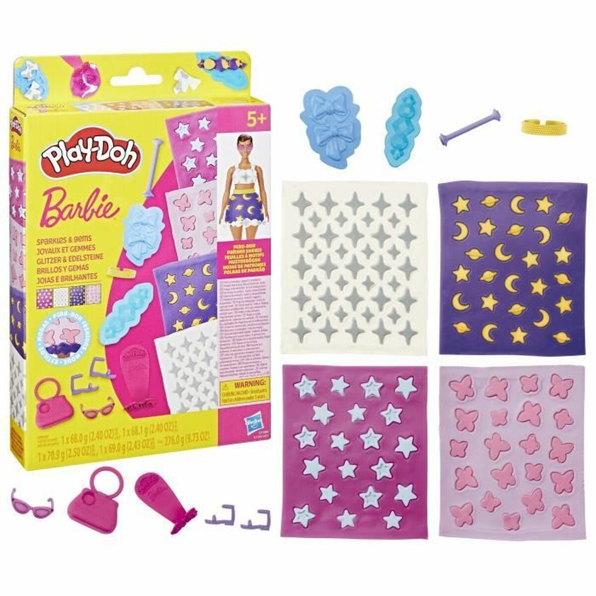 Plasticine Spel Play-Doh Barbie Sparkles & Gems Multicolour