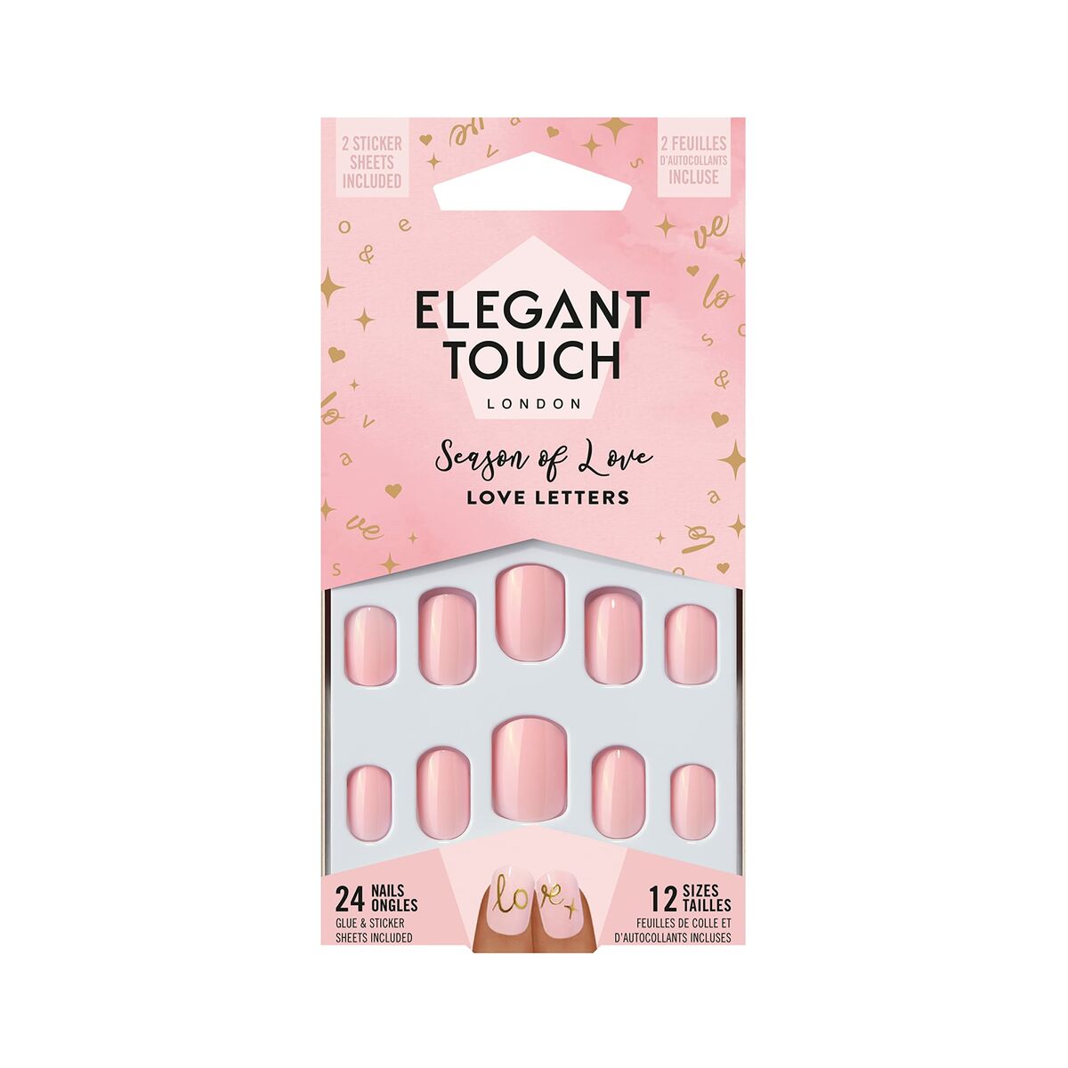 Falske negle Elegant Touch Luxe Looks Love letters (24 pcs)