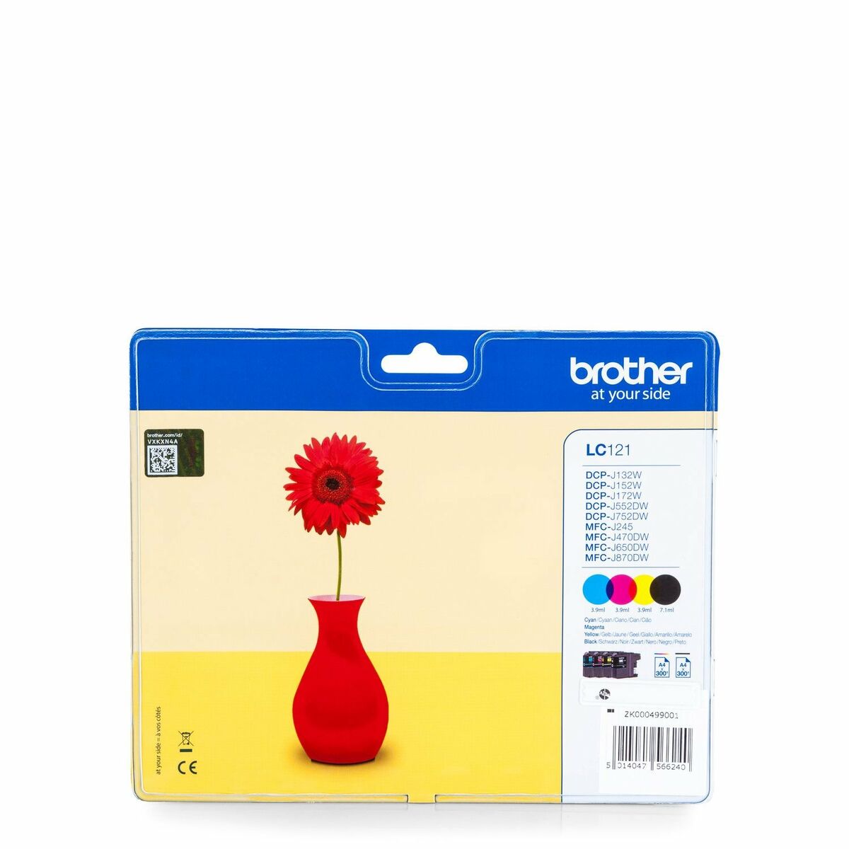 Image de Cartouche d'encre originale Brother LC121 Jaune (4 Unités)