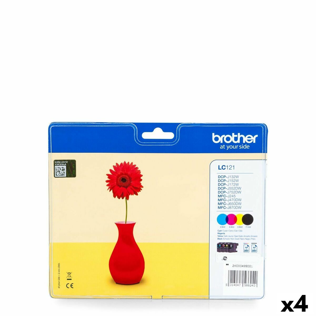 Image de Cartouche d'encre originale Brother LC121 Jaune (4 Unités)