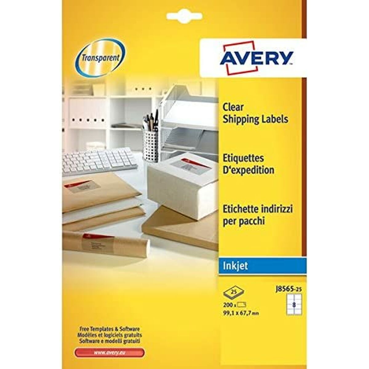 Étiquettes adhésives Avery 99,1 x 67,7 mm Transparent 25 Volets (25)