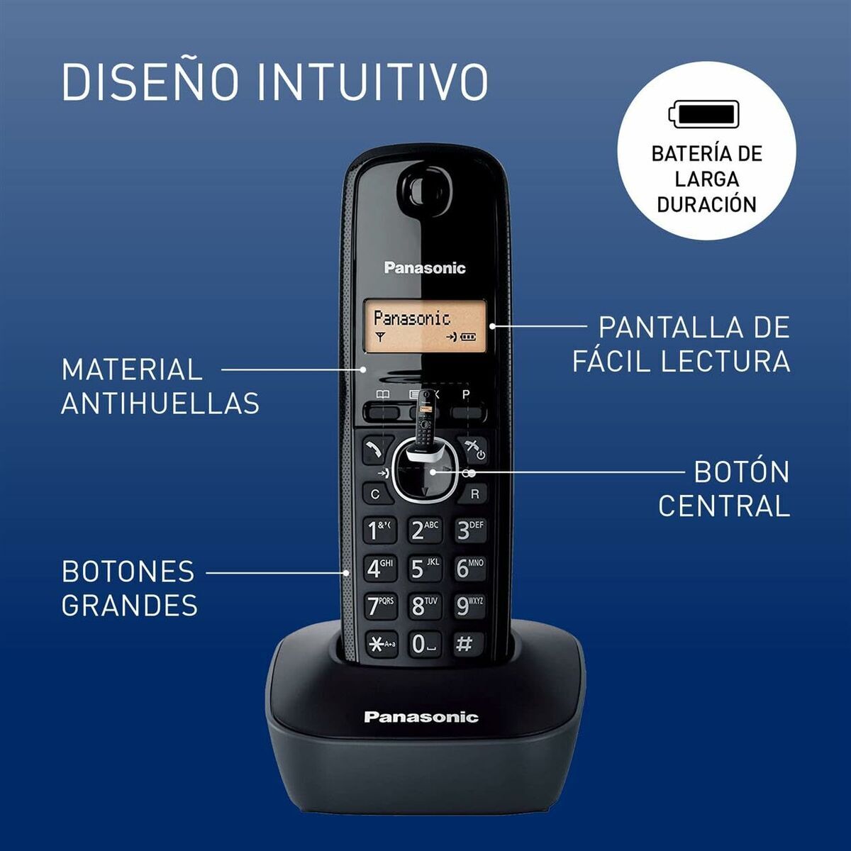 Bild von Wireless Phone Panasonic KX-TG1611 Black Amber