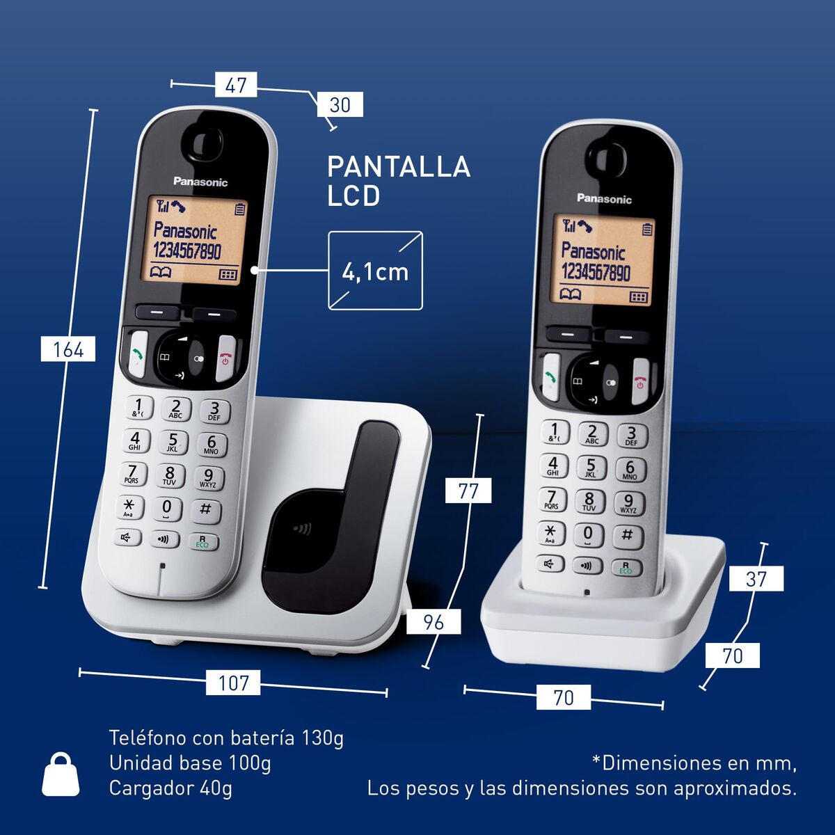 Belaidis telefonas Panasonic KX-TGC212 Gintaras Sidabras Metalizuotas