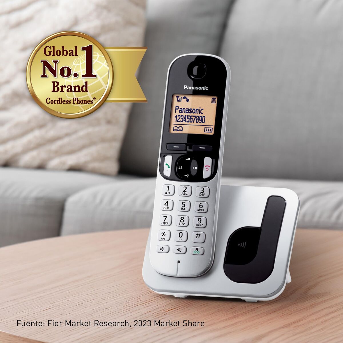Belaidis telefonas Panasonic KX-TGC212 Gintaras Sidabras Metalizuotas