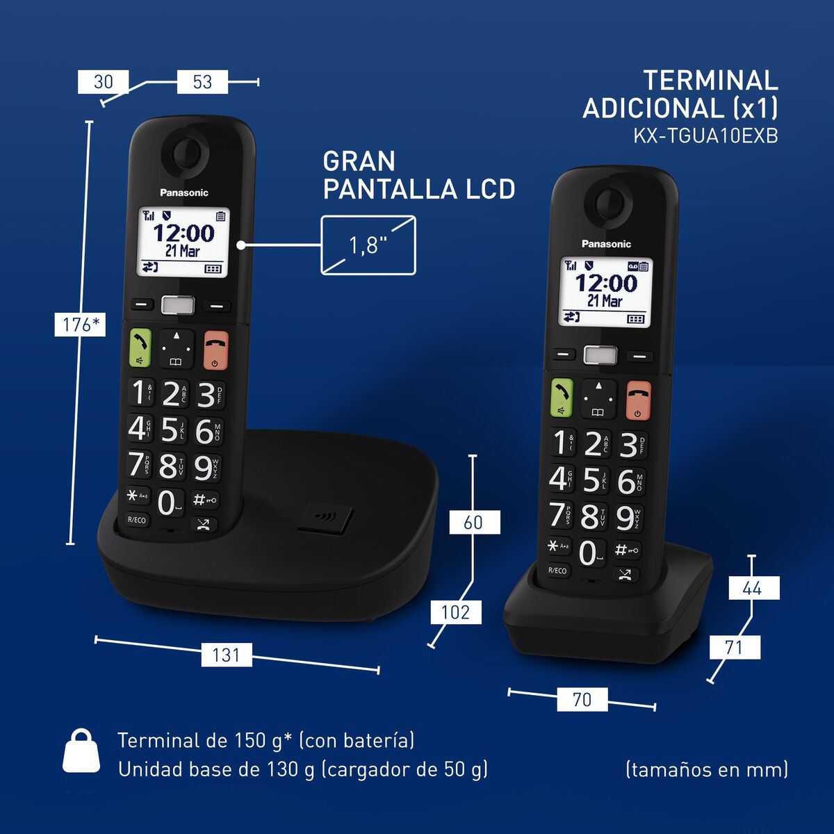 Belaidis telefonas Panasonic KX-TGU112EXB Balta Juoda