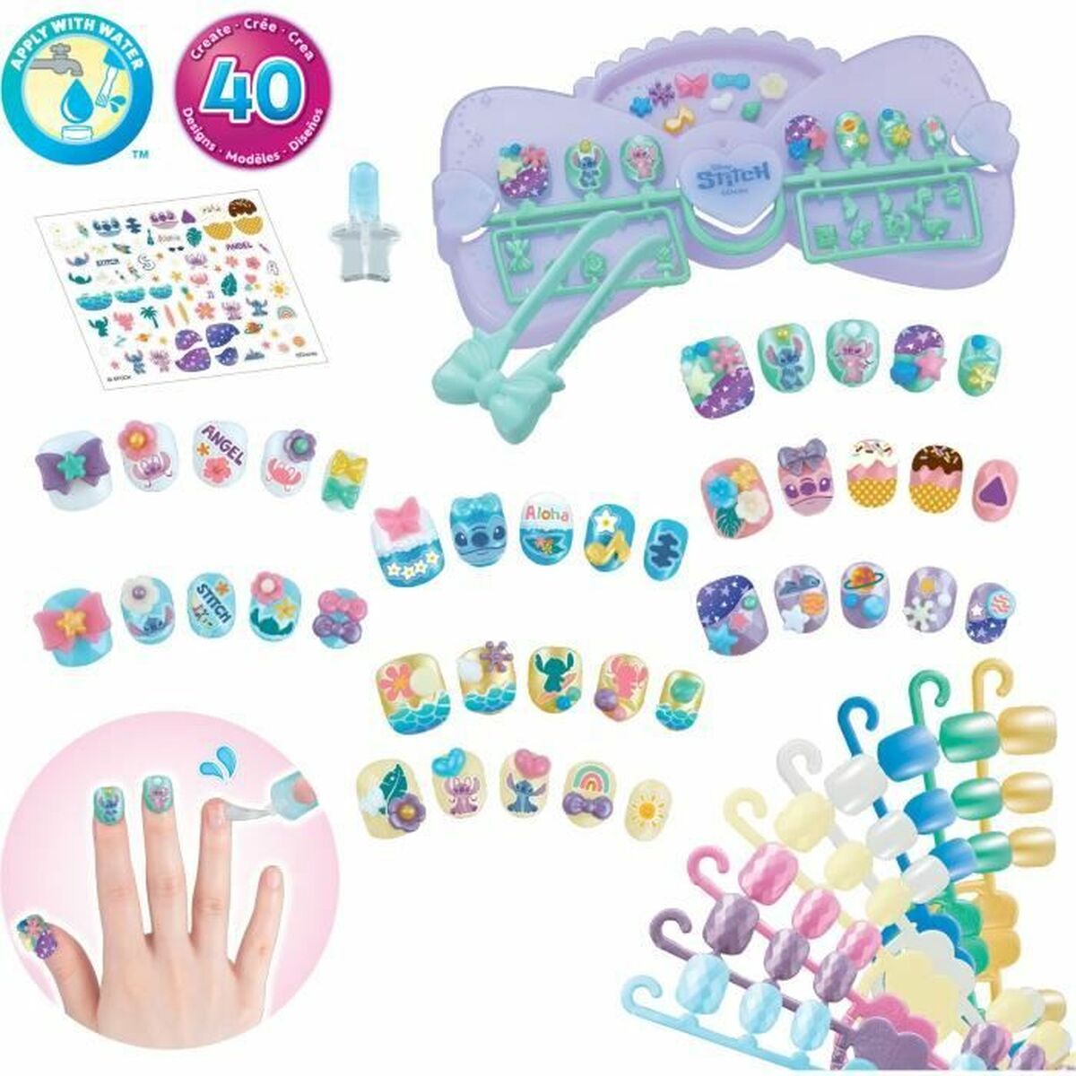 Manicureset Aquabeads Nail Studio Stitch Multicolour 40 Onderdelen