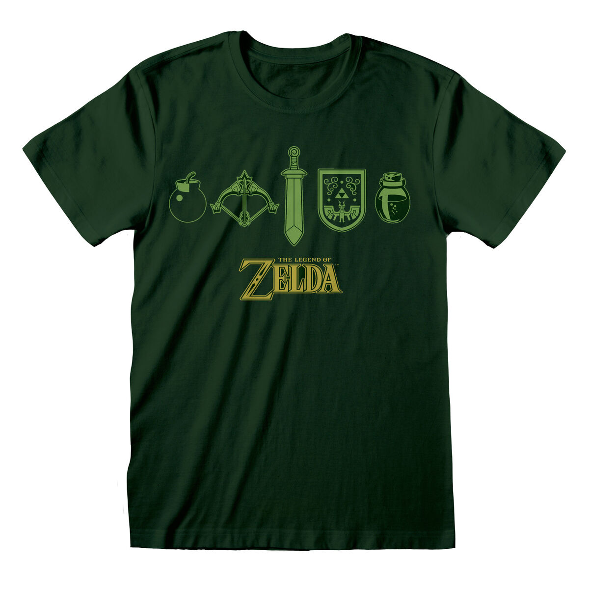 T-shirt à manches courtes unisex The Legend of Zelda Icons Vert foncé