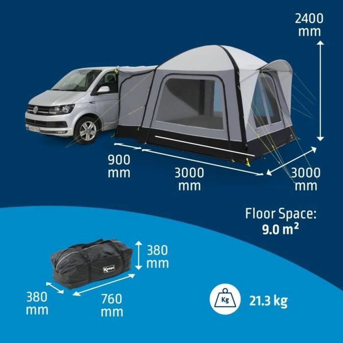 Zonnetent Kampa Grijs polialgodon