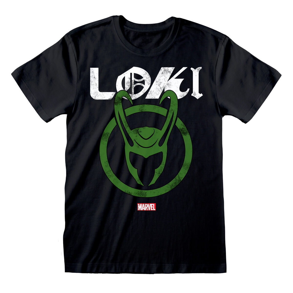 T shirt à manches courtes Marvel Distressed Logo Noir Unisexe