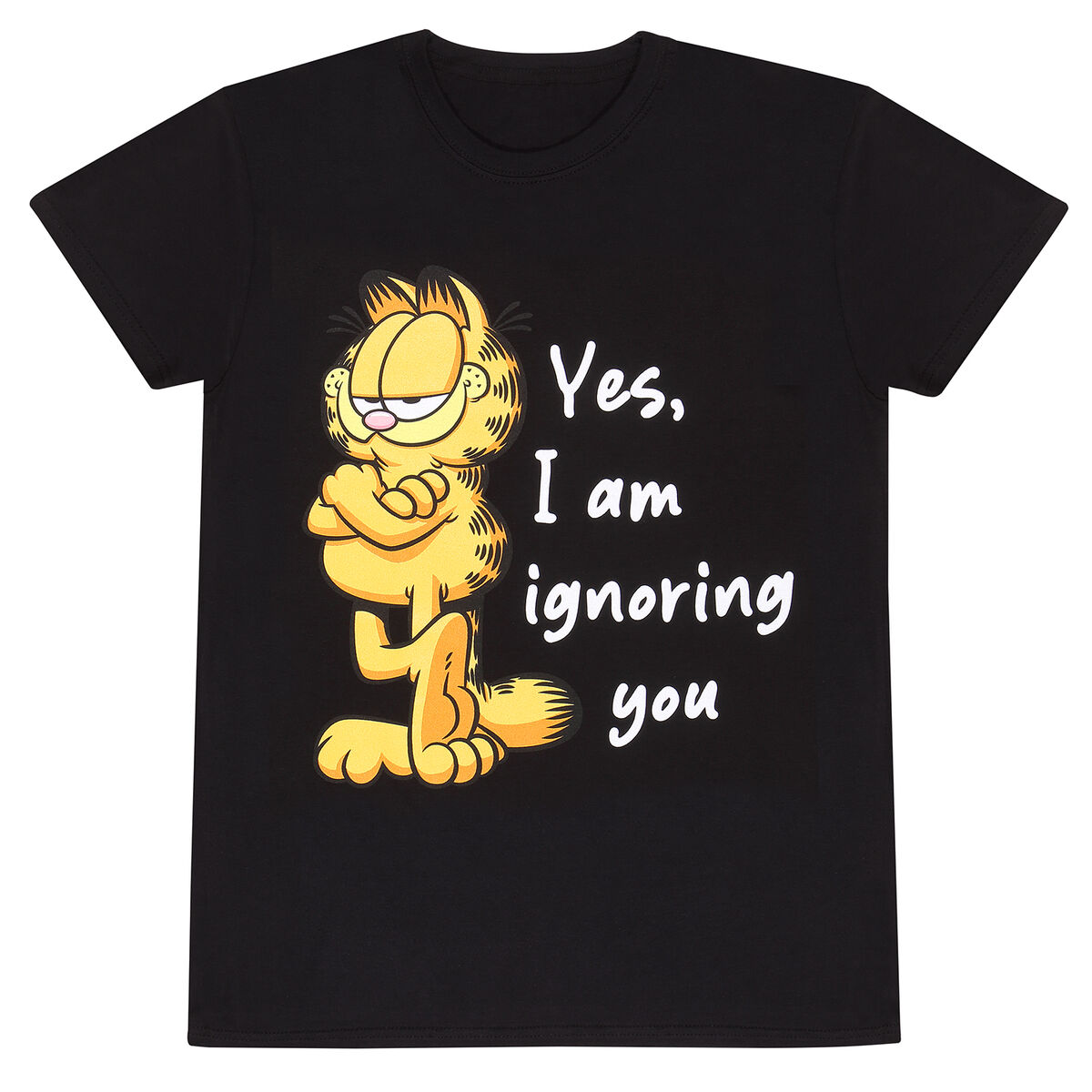 T-shirt à manches courtes unisex Garfield Ignoring You Noir