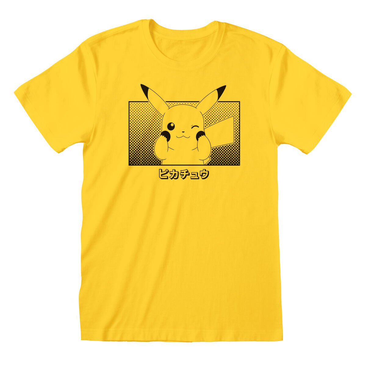 T-shirt à manches courtes unisex Pokémon Pikachu Katakana Jaune