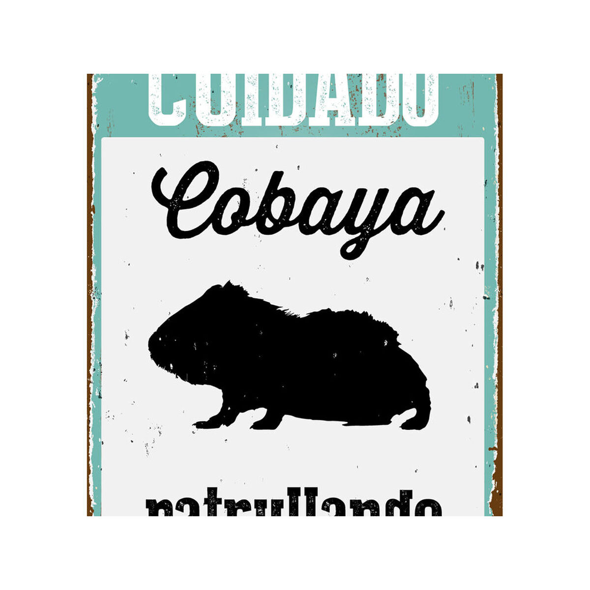 Plaat Magnet & Steel Cuidado Cobaya Patrullando 14,8 x 21 cm