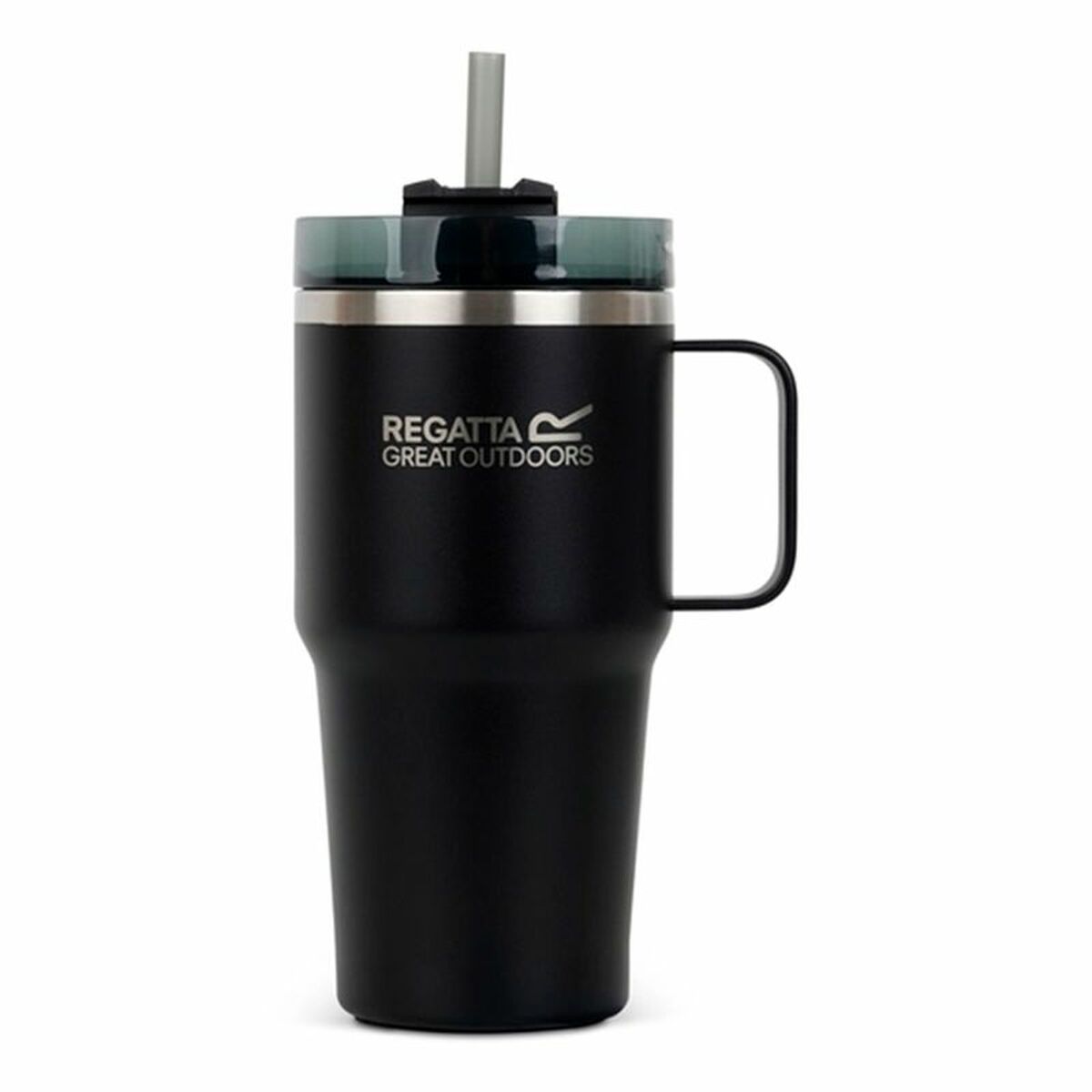 Verre avec Paille Regatta Thermo Insulated Mug Noir 600 ml Acier inoxydable