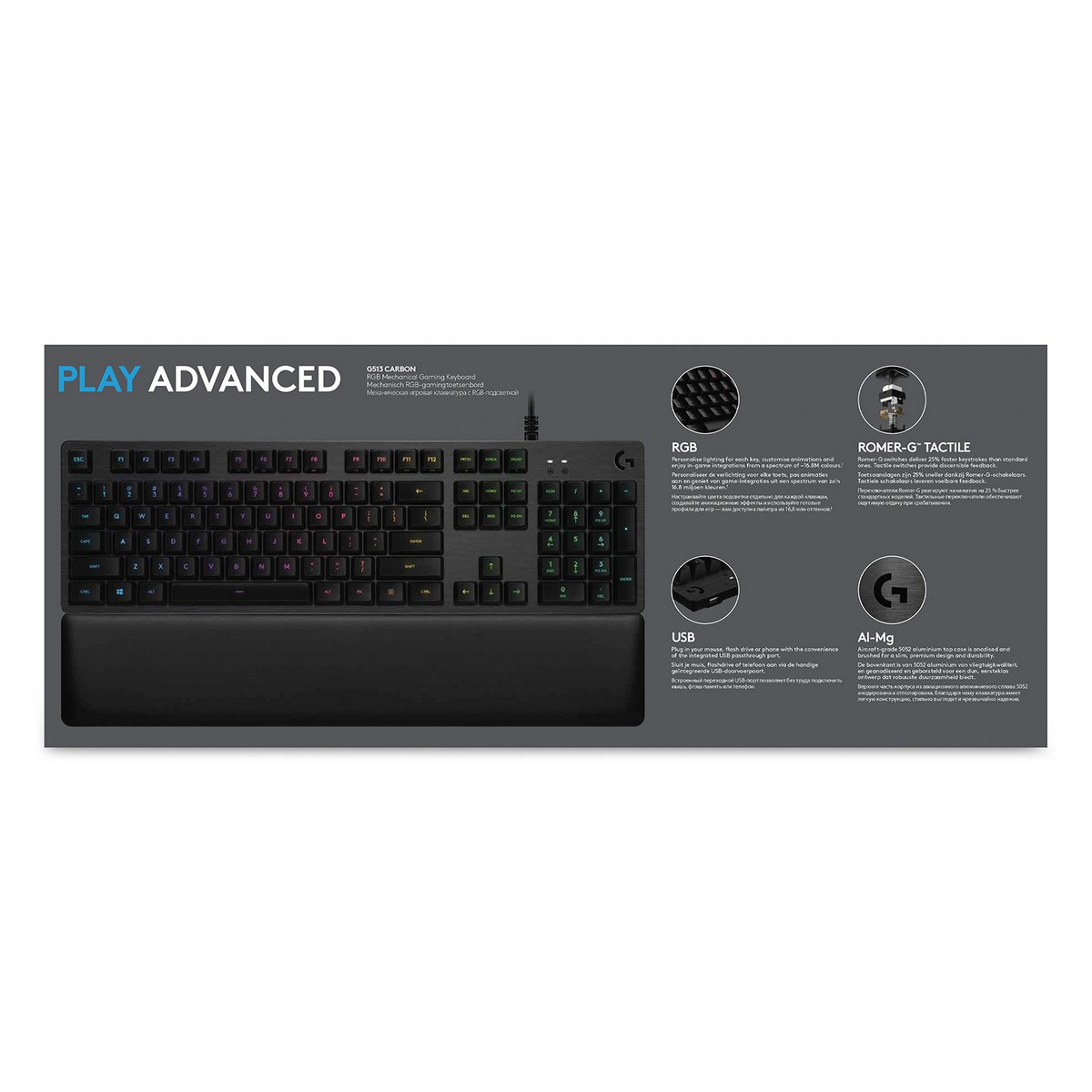 Afbeeldingen van Bluetooth Keyboard with Support for Tablet Logitech G513 CARBON LIGHTSYNC RGB Mechanical Gaming Keyboard, GX Brown French AZERTY
