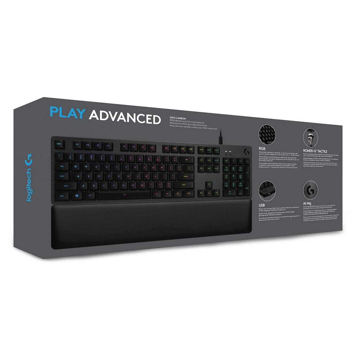 Afbeeldingen van Bluetooth Keyboard with Support for Tablet Logitech G513 CARBON LIGHTSYNC RGB Mechanical Gaming Keyboard, GX Brown French AZERTY