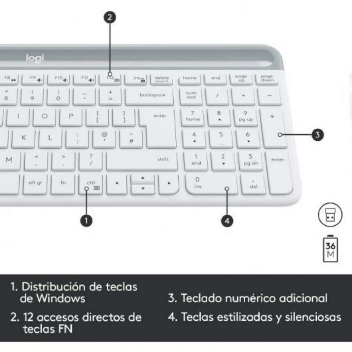 Bild von Keyboard and Mouse Logitech 920-009199 White Spanish Qwerty