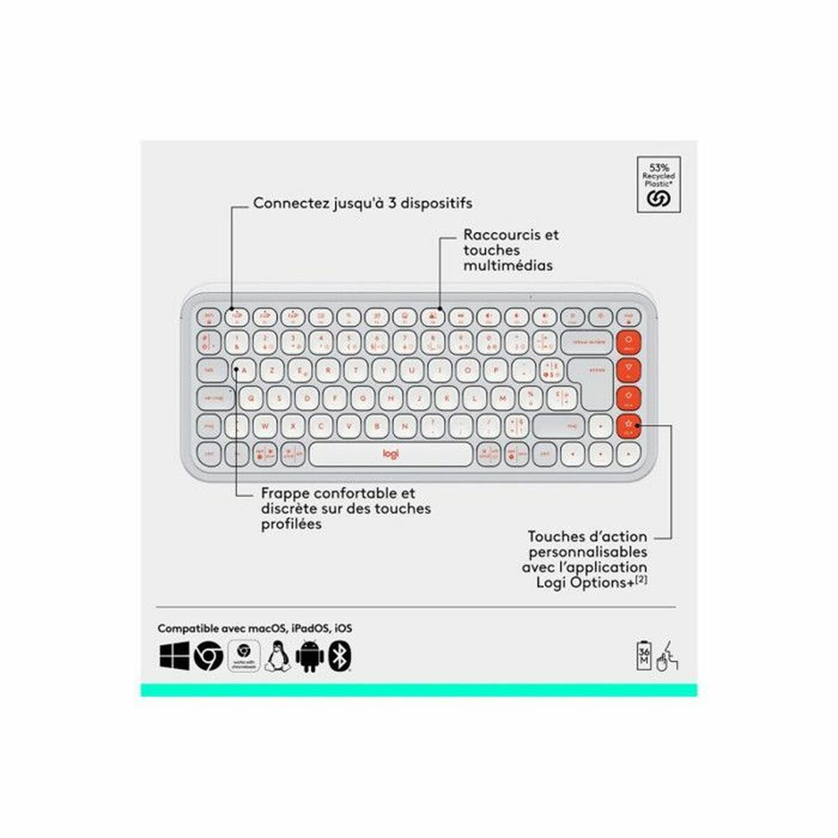 Afbeeldingen van Keyboard and Mouse Logitech 920-013110 White French Azerty French