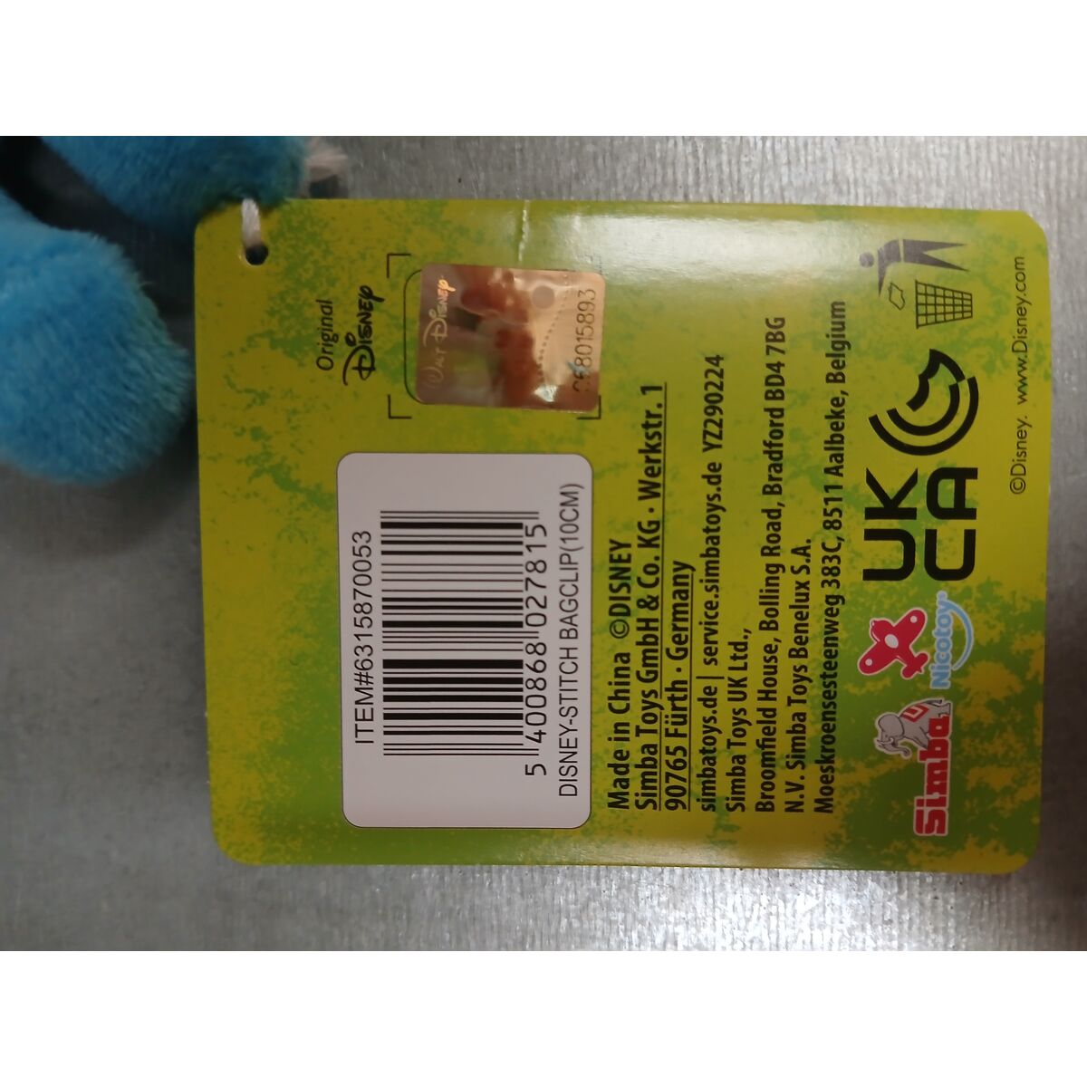 Fluffy toy Stitch Blue 10 cm