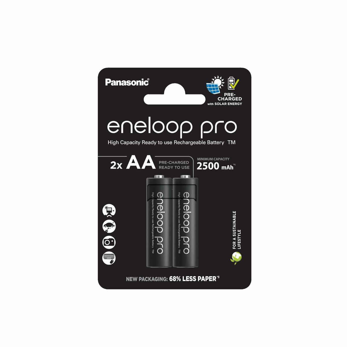 Rechargeable Batteries Panasonic BK-3HCDE/2CP 2500 mAh 1,2 V