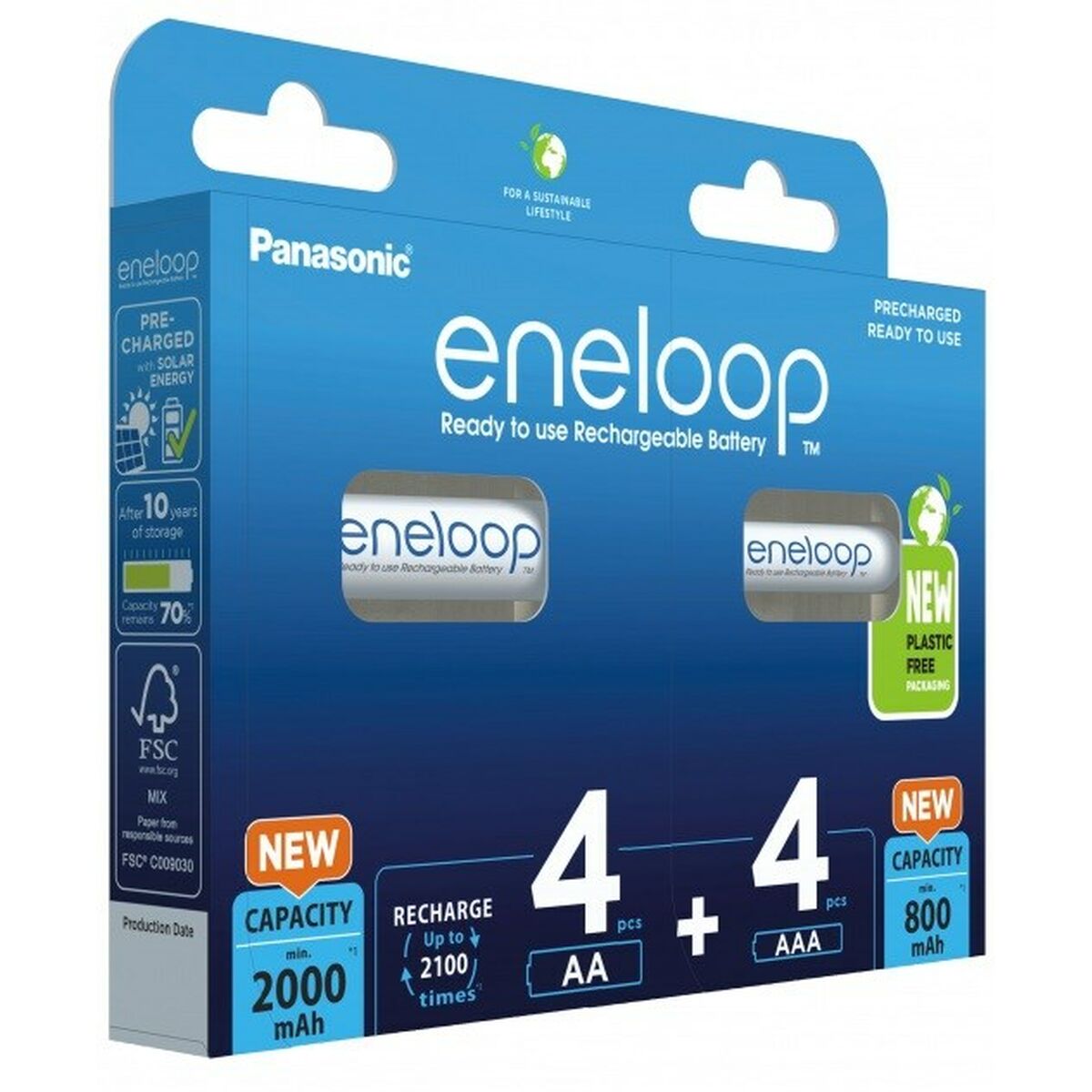 Rechargeable Batteries Panasonic BK-3MCDE+4MCDE/8CP