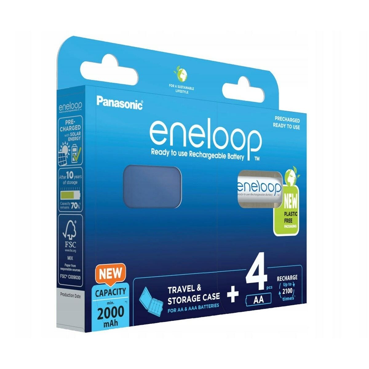 Rechargeable Batteries Panasonic BK-3MCDE/4CP+CASE