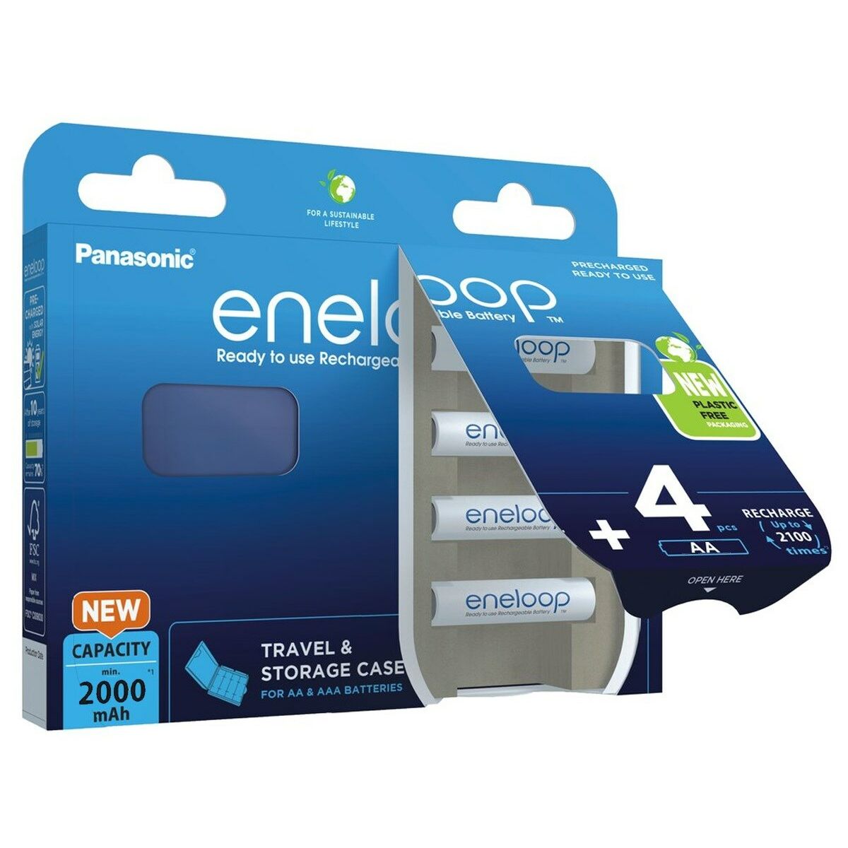Rechargeable Batteries Panasonic BK-3MCDE/4CP+CASE