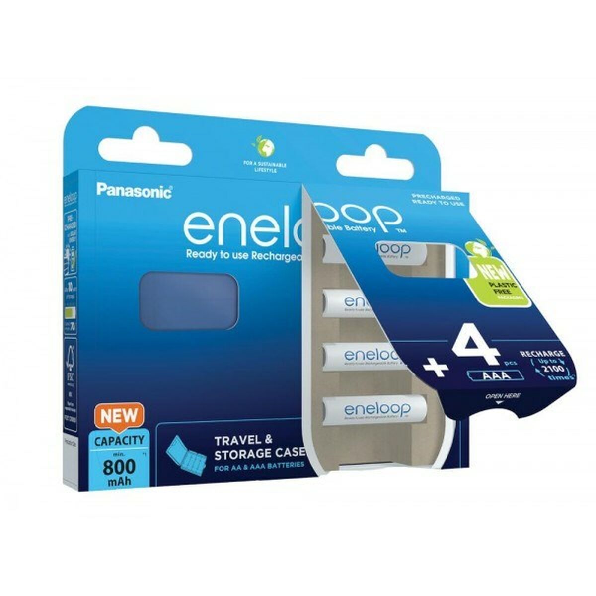 Rechargeable Batteries Panasonic BK-4MCDE/4CP+CASE