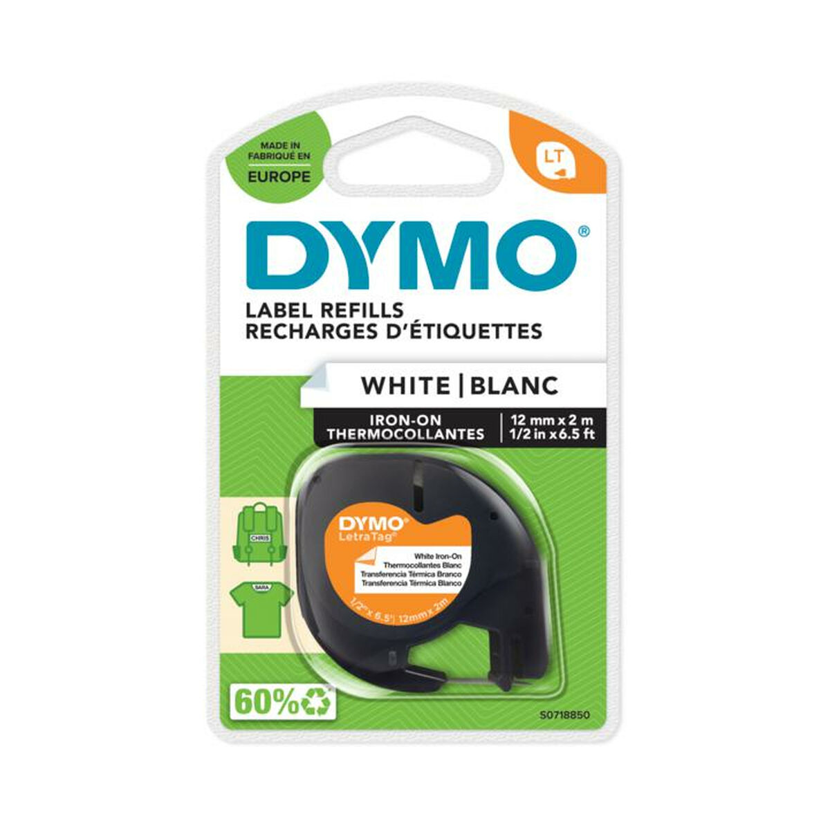 Ruban stratifié Dymo S0718850 Noir Noir/Blanc