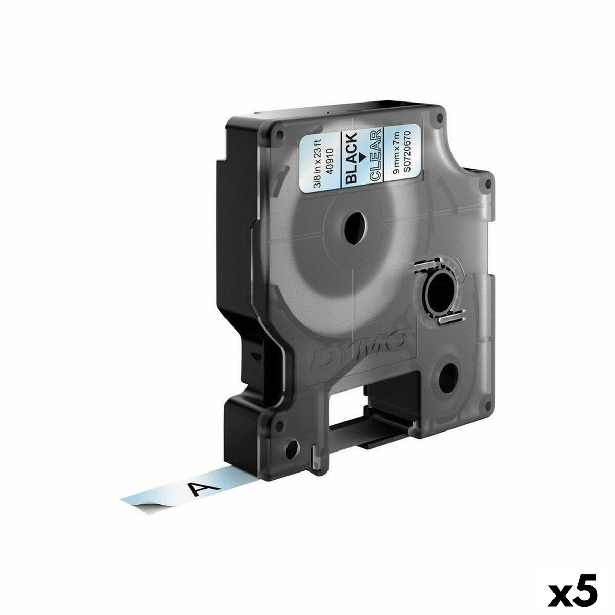 Ruban Laminé pour Etiqueteuses Dymo D1 40910 LabelManager™ Transparent 9 mm Noir (5 Unités)