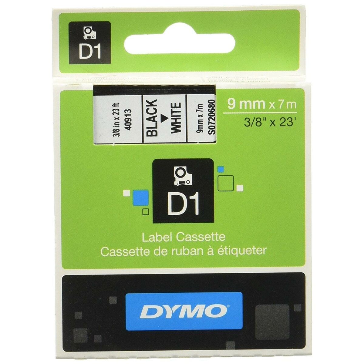 Image de Ruban Laminé pour Etiqueteuses Dymo D1 41913 9 mm LabelManager™ Blanc Noir (5 Unités)