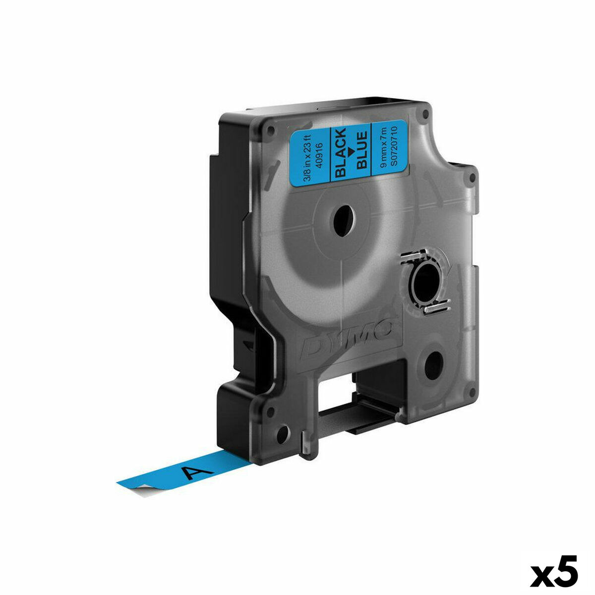 Afbeeldingen van Laminated Tape for Labelling Machines Dymo D1 40916 9 mm LabelManager™ Black Blue (5 Units)
