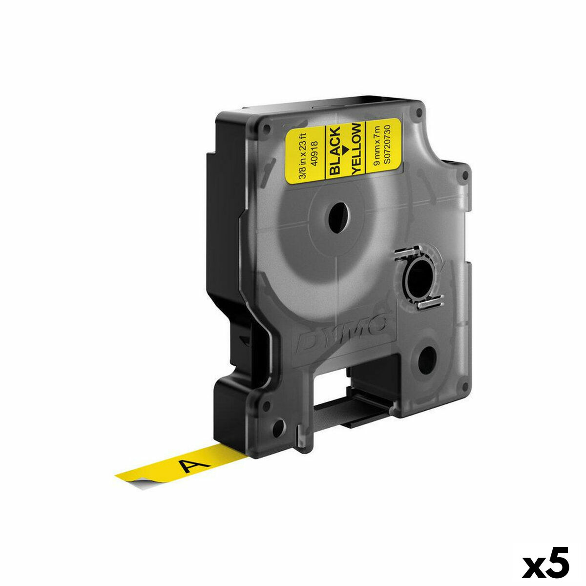 Lamineret tape til mærkningsmaskiner Dymo D1 40918 9 mm LabelManager™ Sort Gul (5 enheder)