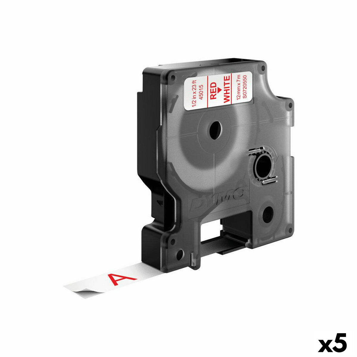 Lamineret tape til mærkningsmaskiner Dymo D1 45015 12 mm LabelManager™ Hvid Rød Sort (5 enheder)