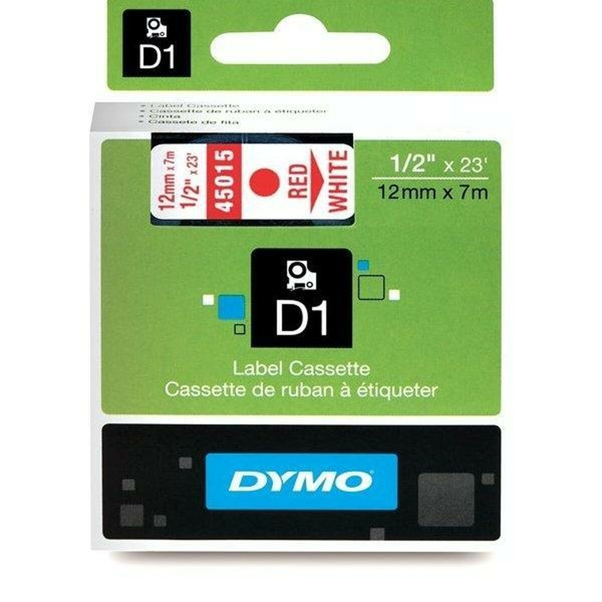 Picture of Laminated Tape for Labelling Machines Dymo D1 45015 12 mm LabelManager™ White Red Black (5 Units)