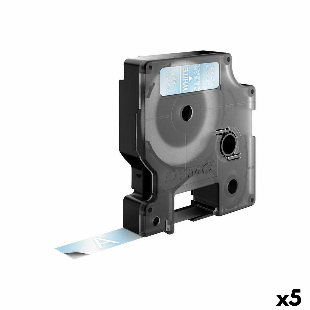 Ruban Laminé pour Etiqueteuses Dymo D1 45020 LabelManager™ Transparent Blanc 12 mm (5 Unités)
