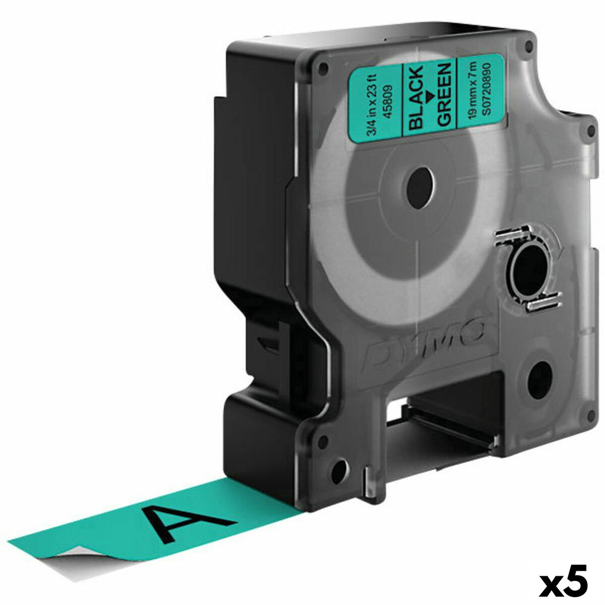 Ruban Laminé pour Etiqueteuses Dymo D1 45809 LabelManager™ Noir Vert 19 mm (5 Unités)