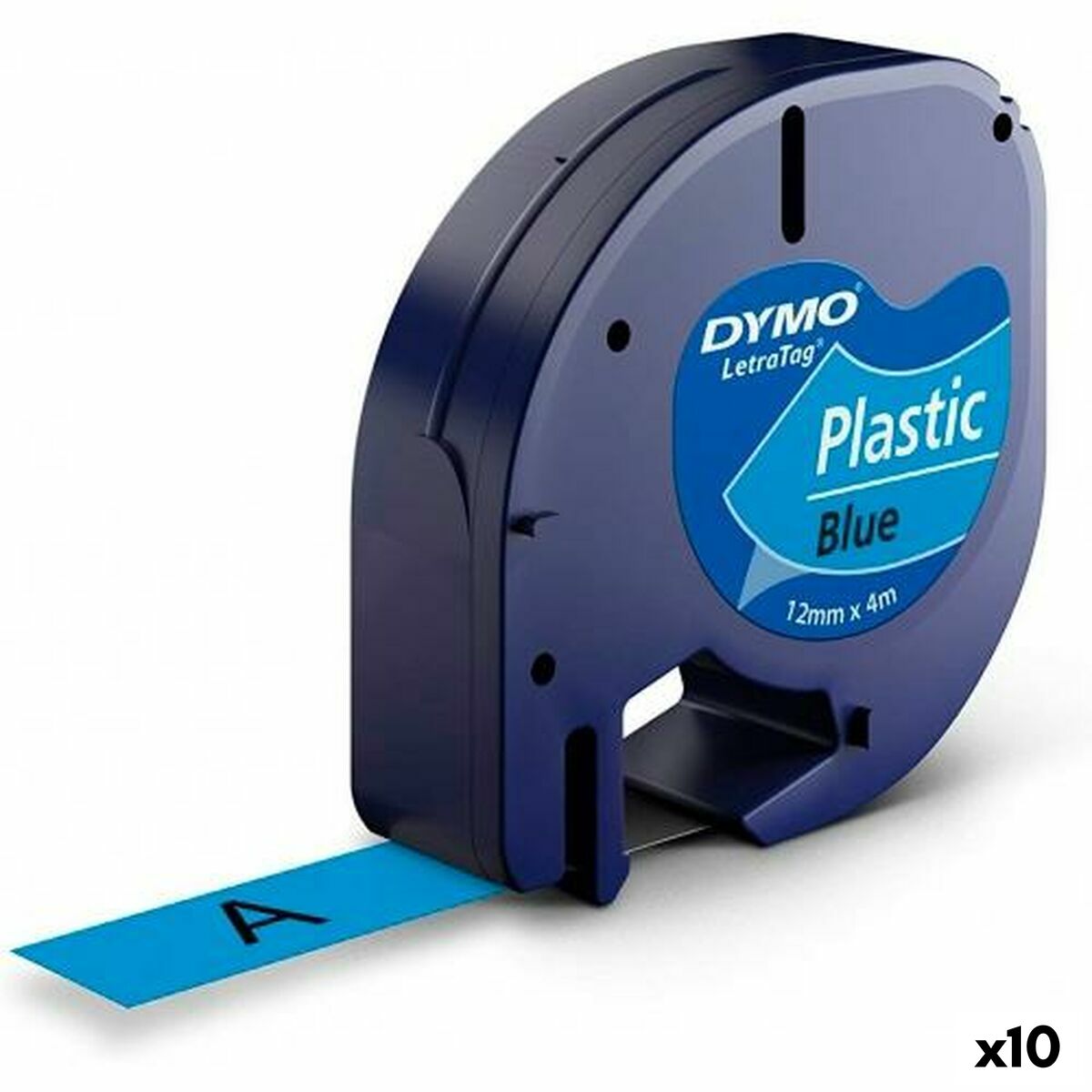 Ruban Laminé pour Etiqueteuses Dymo 91205 LetraTag® Noir Bleu 12 mm (10 Unités)