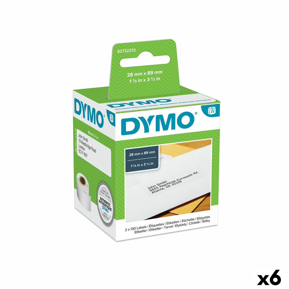 Printer labels Dymo 99010 28 x 89 mm LabelWriter™ Hvid Sort (6 enheder)