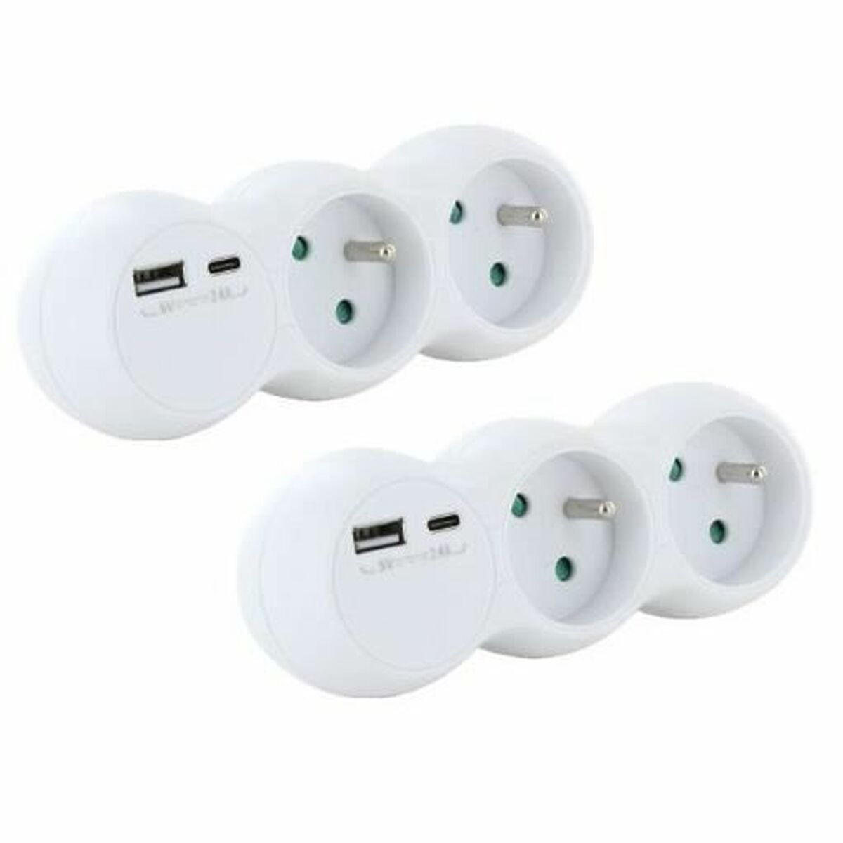 Afbeeldingen van 2-socket plugboard with power switch Chacon 47002 3680 W