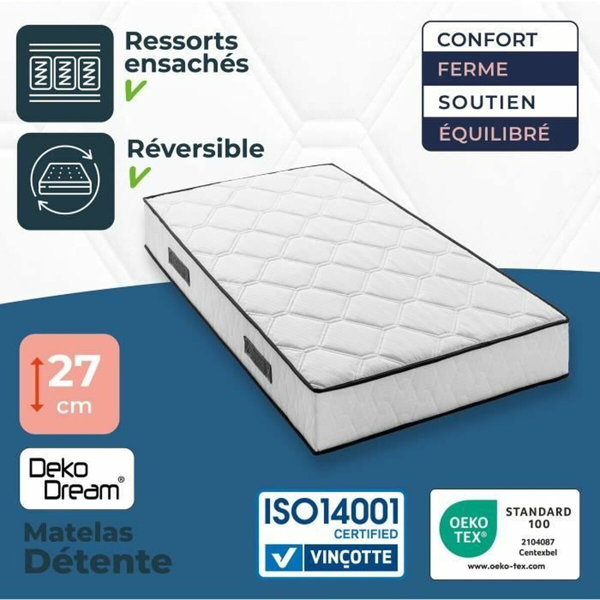 Visco-elastische matras Somnis Beeding 90 x 200 cm 30 x 30 x 100 cm 32 x 32 x 90 cm