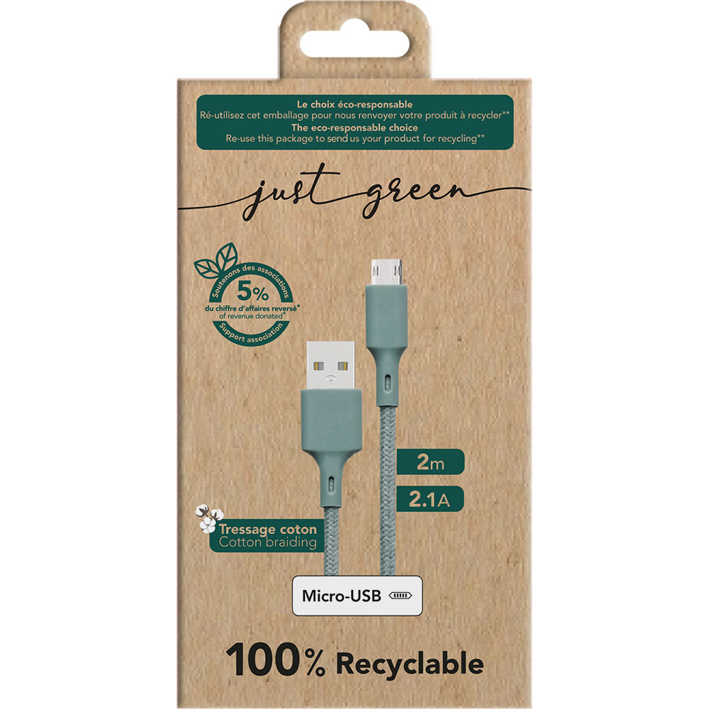 USB Cable to micro USB BigBen Connected JGCBLCOTMIC2MNG Green