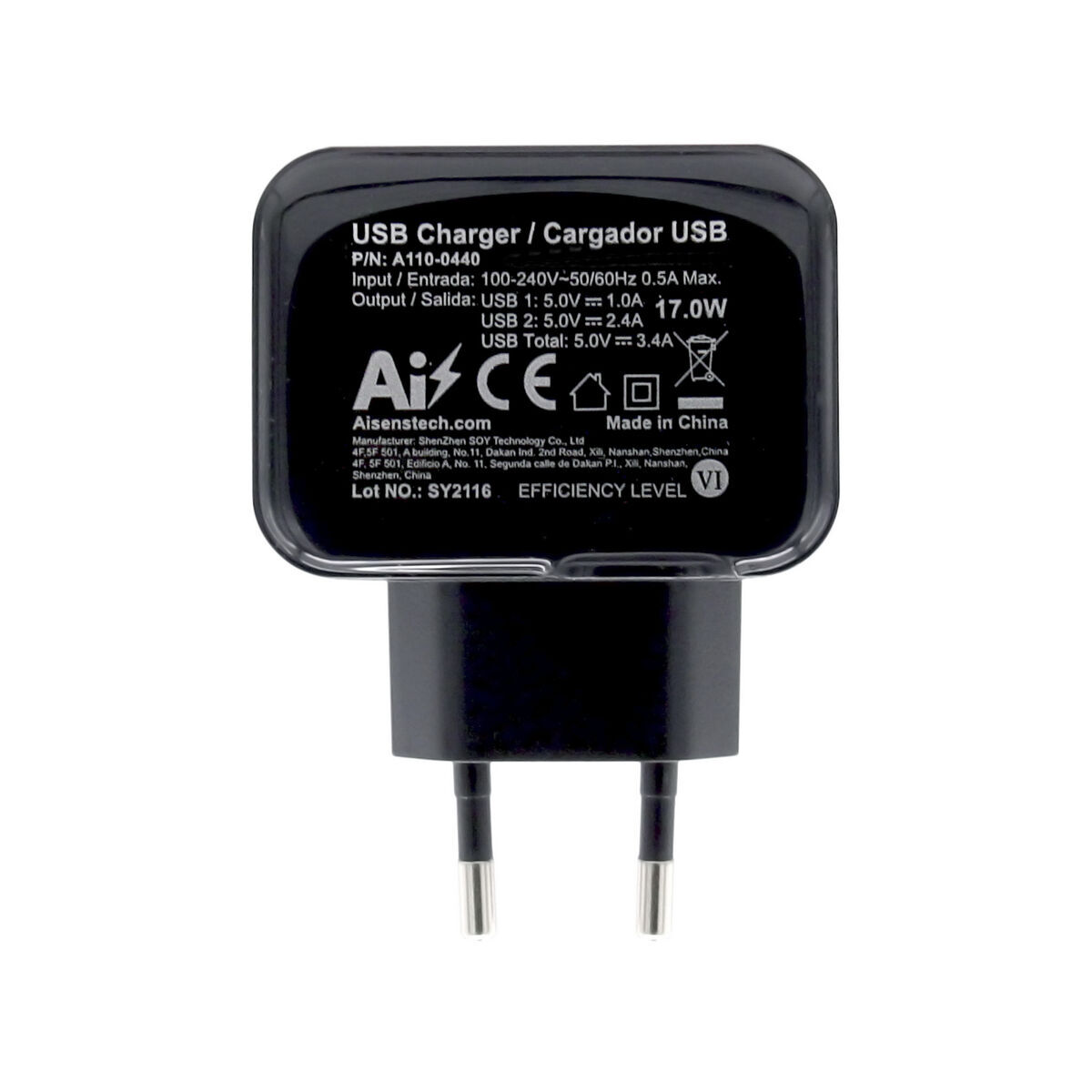 Bild von Wall Charger Aisens A110-0440 Black 17 W