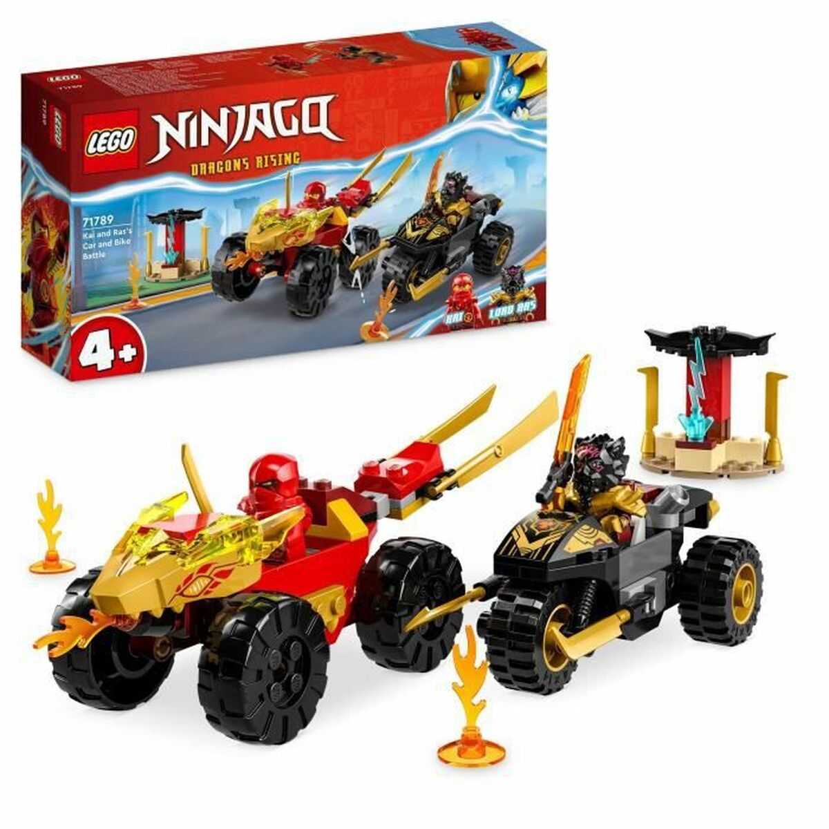 Jeu de Véhicules Lego Ninjago Kai and Ras's Car and Bike Battle 71789 109 Pièces