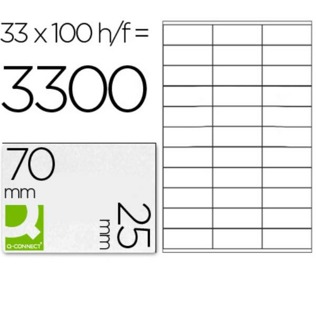 Étiquettes adhésives Q-Connect KF10640 Blanc 100 Volets 70 x 25 mm